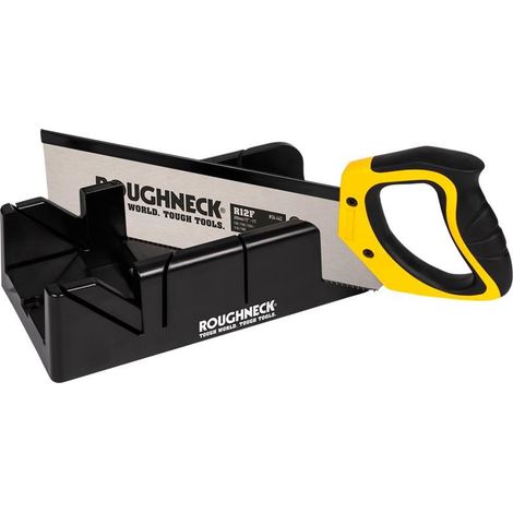 Roughneck Mitre Box and Hardpoint Tenon Saw Set – 300mm (12-inch) Precision Cutting Kit (1/2)