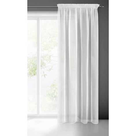 Eurofirany LUCY Tenda in Voile, Tenda Trasparente con Fettuccia Arricciatenda - 1 Unità, Camera da Letto, Soggiorno, Cucina, 140 x 270cm, Bianco (100% poliestere)