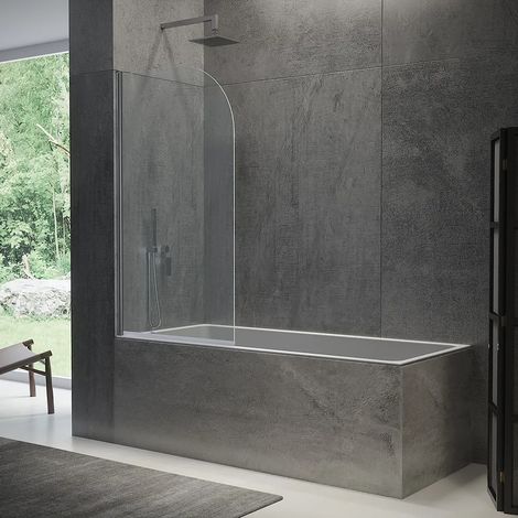 Baignoire murale pivotante 80 cm Verre clair 6mm avec traitement anti-calcaire - Réversible Mod. Macao
