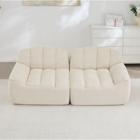 divano 2 posti modulare beige bianco senza montaggio HAVRYA (1/5)