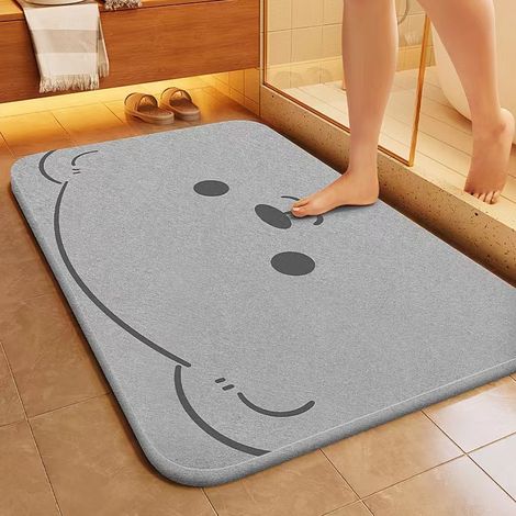 Tapis de bain souple en terre de diatomée – Absorption instantanée de l'eau, tapis de sol (40 x 60 cm) – Modèle d'ours