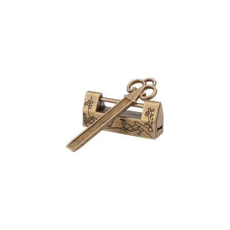 Cadenas vintage chinois en bronze, mini-clé traditionnelle à fleurs, pour meuble – (1/5)