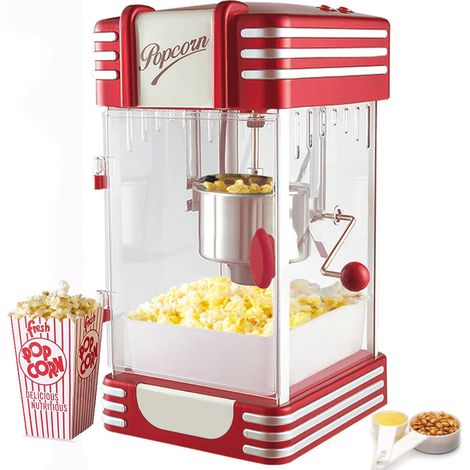 Macchina per Popcon XXL Retro 300W Stile Vintage con contenitore Acciaio Anni 50 (1/5)
