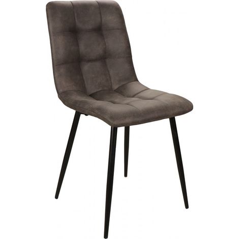 Chaise simili gris pieds métal noir PR102 (1/5)