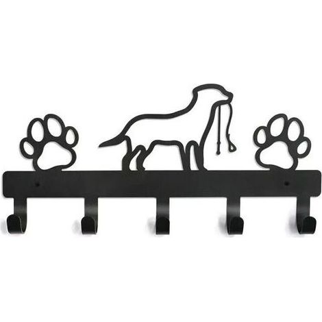 Lntyq Porte Clef Mural, Porte Clé Mural, Boite a Clefs Murale Decorative, Porte-clés Mural Avec 5 Crochets en Fer Forgé Chien Porte-clés en Métal Crochet à Clés Ornement dart en Métal (Noir) (1/4)
