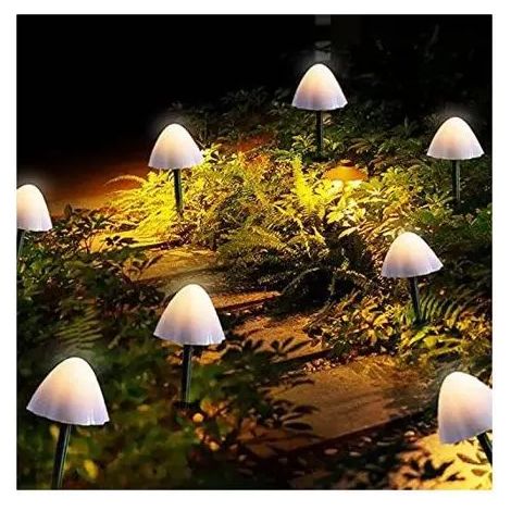 Solar Lights Outdoor Garden 12 Pack LED Champignon Forme Pathway Lights Solar Powered Fairy String Lights Extérieur Imperméable (1/4)