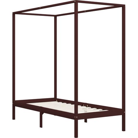 Maison Exclusive - Himmelbett-Gestell Dunkelbraun Massivholz Kief