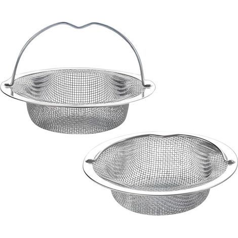 Set di 2 filtri per lavello da cucina, 11 x 7,5 x 2 cm, tappo per lavello riutilizzabile in acciaio inox con maniglia per il trasporto, per cucina e bagno. (1/5)