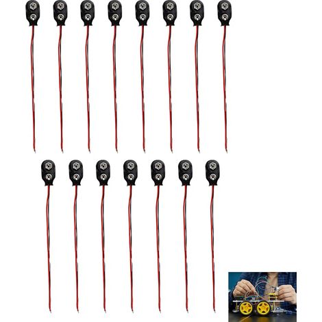 Connecteur Pile 9V, Connecteur Clip Batterie 9V Type I, Fiche Pile avec Câble de 150mm, à Installer, Borne Batterie pour Projets DIY et Expériences Éducatives (1/5)