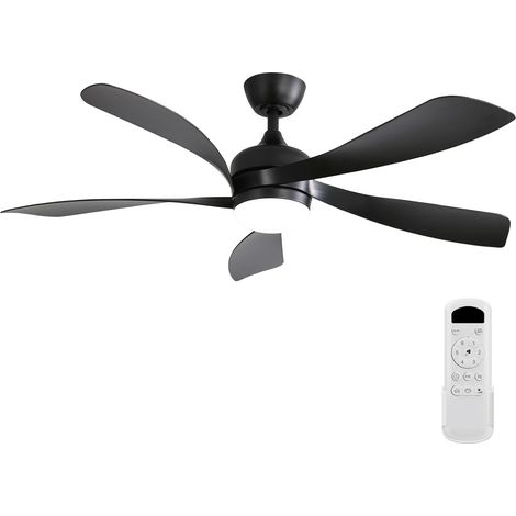 REDOM - Ventilatore da soffitto a LED, telecomando, 3 temperature di colore, luminosità regolabile, motore DC silenzioso, ABS nero (1/5)