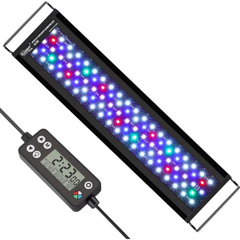 Aquarium Éclairage, Auto on Off Éclairage Aquarium LED,18W 24/7 Full Spectrum Fish Tank Light avec Moniteur LCD, 7 Couleurs, Minuterie Réglable,3 Modes pour 45-60cm Réservoir Planté (1/5)
