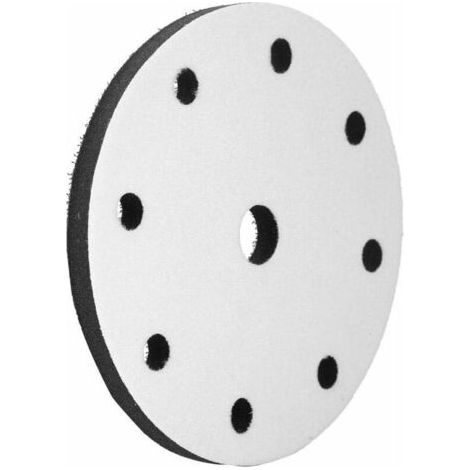 Juego de 10 almohadillas flexibles para lijar, 150 mm, almohadillas de lijado suaves con base de espuma blanda como interfaz de lijado, diámetro 150 mm (9 perforaciones). (1/5)