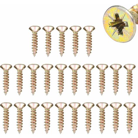 100x vis fraisée filet complet acier bichromaté PZ pozidriv bois aggloméré meuble, M2,5 x 20 mm (1/2)