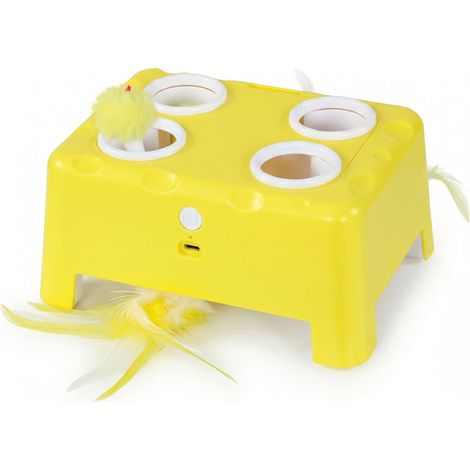 Jouet interactif rechargeable pour chat d'intérieur, 3 modes réglables, Repos intelligent, 18,8 x 14 x 6 cm, Jaune (1/5)