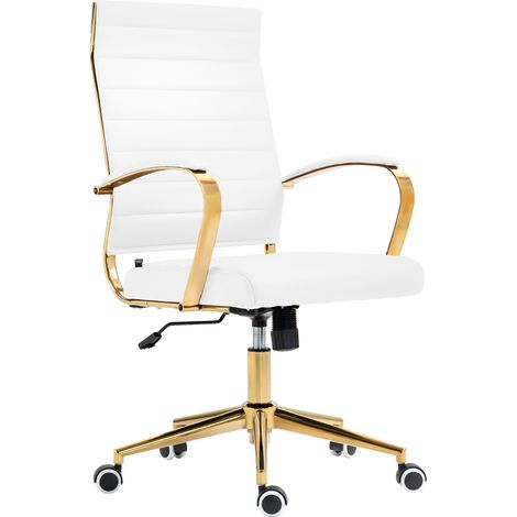 Sedia da ufficio in similpelle Havanna bianco