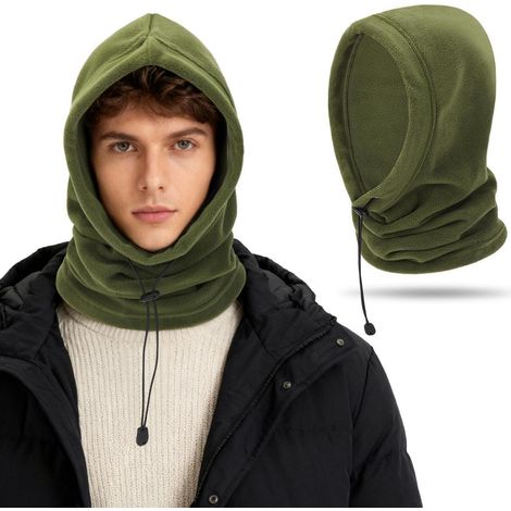 Sturmhaube mit Fleece-Halswärmer, winddicht, für Herren & Damen, Grün (1/5)