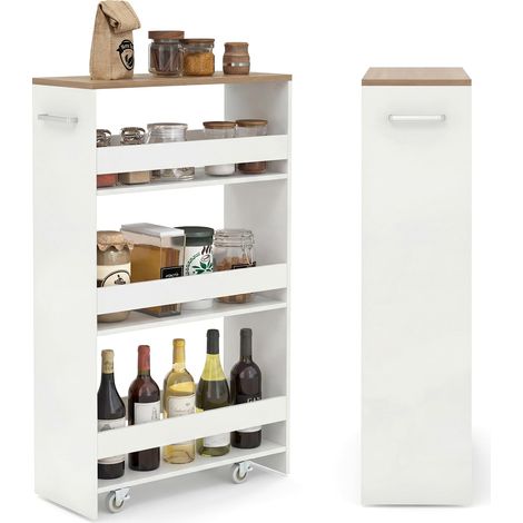 COSTWAY Carrello Da Cucina,Carrello Cucina,Salvaspazio,Carrello Con Ruote Portatutto Cucina,Carrello Portafrutta,Carrello Portavivande,Carrello Portaoggetti,S