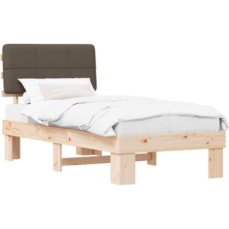 Bed Frame with Upholstered Headboard Dark Grey 75 x 190 cm vidaXL