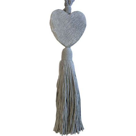 COSY - Embrasse rideau textile pompon coeur Coloris - Gris (1/3)