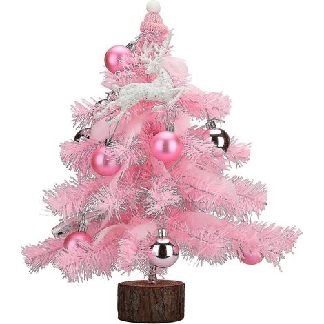 Petit sapin de Noël rose de 45 cm, mini décoration de bureau pour le jour de Noël 2025 (1/2)