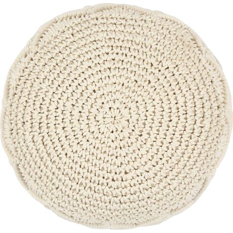 vidaXL Handgefertigter Makramee Pouf Beige 45 x 30 cm