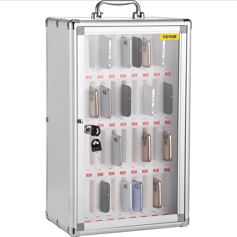 Casier de Rangement Téléphone Portable 36 Emplacements en Alliage d'Aluminium avec Serrure Fixation Murale SY606-36 (1/5)