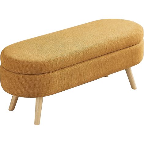 Banco con almacenaje de chenilla amarillo 110 cm HOMVRA (1/5)