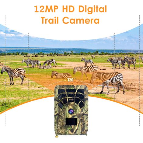 Caméra de suivi numérique 12 MP HD pour la chasse et le mouvement, vision infrarouge nocturne, étanche, 46 lumières IR pour l'extérieur, la sécurité de la maison sauvage, le jeu d'observation des anim (1/5)