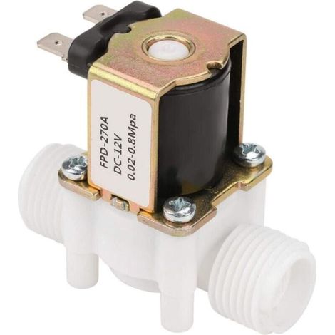 12V G1/2" Solenoid Valve, Normally Closed, Plastic Water Inlet for Air and Water, Maximum Reliability (1/5)