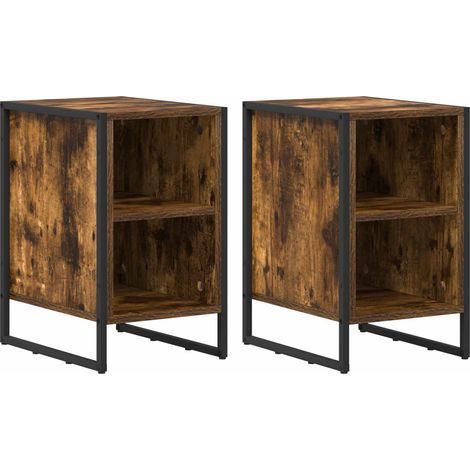 Maison Exclusive - Nachttisch 2 pcs Rauches Eiche 39,5 x 30 x 50