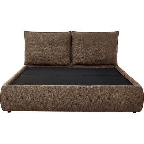 Lit coffre en tissu bouclette marron 160x200 cm mely (1/5)