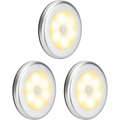 Set mit 3 Bewegungsmelderlampen, batteriebetriebene LED-Nachtlichter, Klebelampen für Schränke, Treppen und Wände.