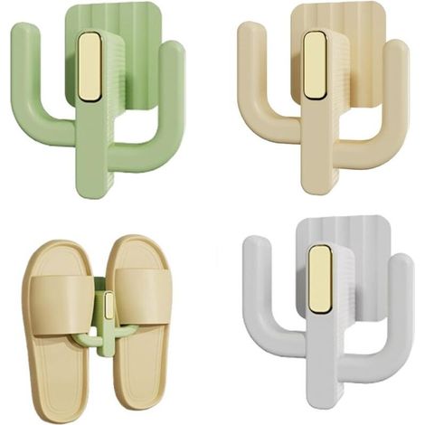 3 Pièces Support à Pantoufles, Supports à Chaussures Muraux, Porte Chaussure sans Perçage, Auto-Adhésif Porte Chaussures Mural, pour Porte, Placard, Salle De Bain Et Cuisine (1/5)