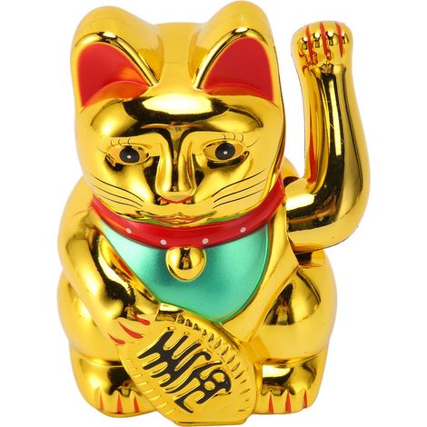 Chat porte-bonheur solaire miniature de 5 cm, mignon, agitant la main, symbole de richesse et de bienvenue, pour la décoration de la maison ou de la voiture (blanc). (1/5)