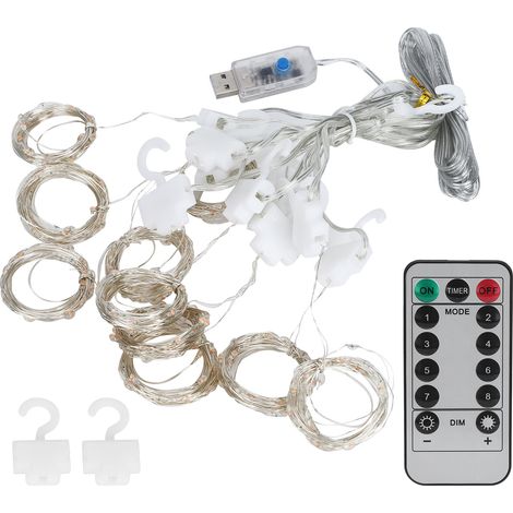 3x3 m Rideau de guirlandes lumineuses USB avec télécommande pour décoration de Noël festive (1/5)