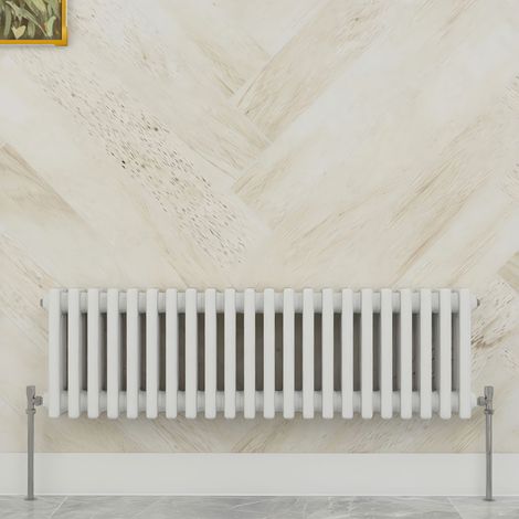 SKY Bathroom 300x1010mm 3 Column Radiator Horizontal White Traditional Column Radiator