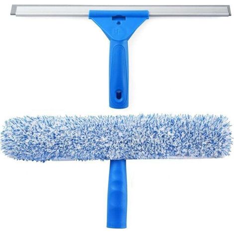 Raclette à Vitre Professionnelle avec Brosse Microfibre, Largeur 35 cm, Raclette Vitre pour Douche, Salle de Bain, Voiture (1/4)