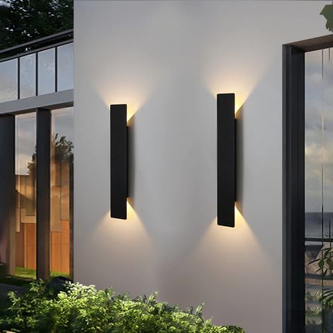 (Blanc froid - 18 W (Extérieur) - Corps noir) Applique murale étanche à LED en aluminium, luminaires d'extérieur, éclairage de chambre, noir (1/5)