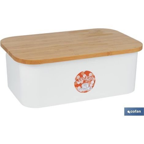 Boîte à pain avec couvercle en bambou, 36 x 24 x 13 cm, capacité de 6,5 litres, design élégant. (1/4)
