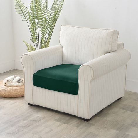 Housse de canapé en velours vert bouteille, 100-125 cm (1/5)