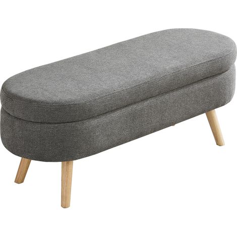 Panca contenitore imbottita in ciniglia grigia 110 cm MODENUIT (1/5)