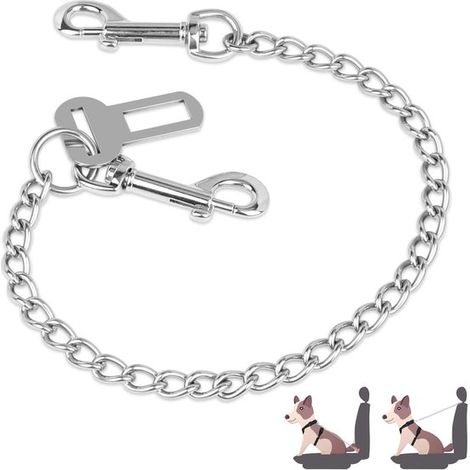 2 Stück Sicherheitsketten für Hunde im Auto aus Edelstahl 304 Breite 11 mm Längen 50 cm und 80 cm universeller Metall-Autosicherheitsgurt für (1/5)