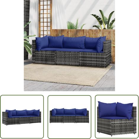 Salon de jardin 3 pcs Contemporain, Ensemble repas de jardin, avec coussins Gris Résine tressée OIB9963E (1/5)