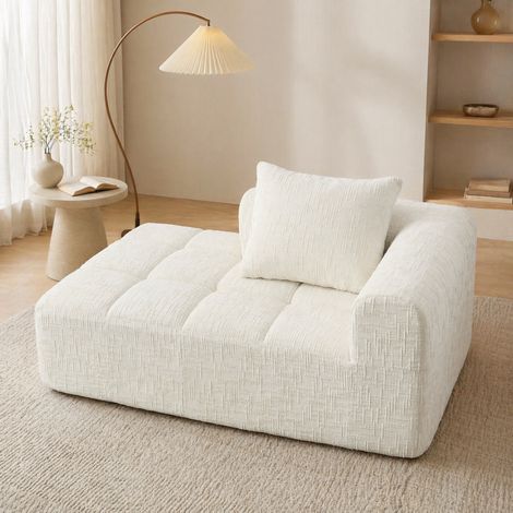 divano seduta 158 cm chenille beige tasche laterali HAVRYA (1/5)