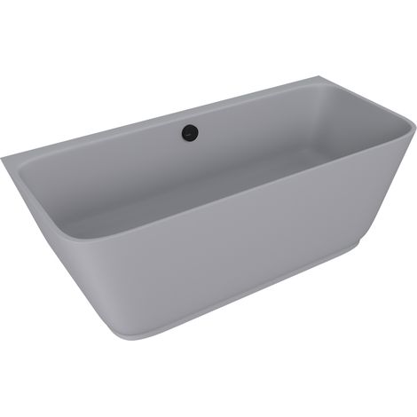 Baignoire autoportante murale en fonte de marbre SKYLLA 170x75x60cm, gris mat (1/4)
