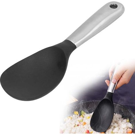 Hitzebeständiger Silikonlöffel für Reis, Suppen und Soßen kurzer Griff, zum Kochen und Servieren von Gerichten (1/5)