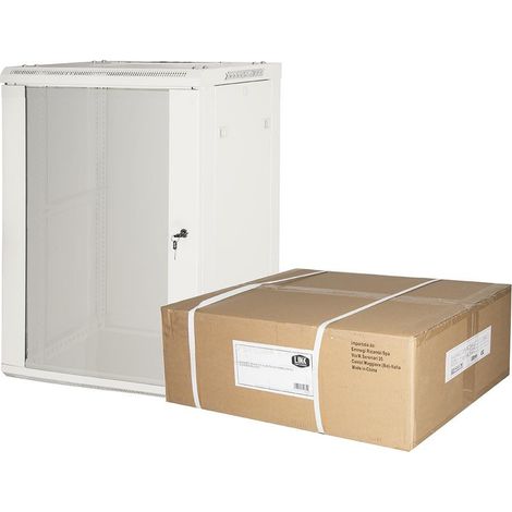 Link Armadio Rack 19” 15 Unità Da Muro (A) 770 x (L) 600 x (P) 450 Grigio Disassemblato Porta Vetro (1/2)