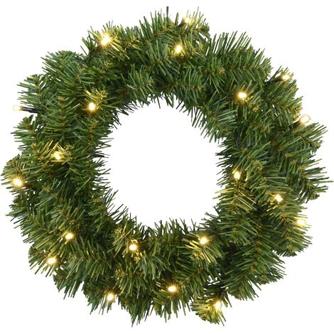 Batteriebetriebener Outdoor-Tannenkranz ,Alaska', Weihnachtskranz mit 20 LEDs, Timer, grün, Ø 38cm (1/4)