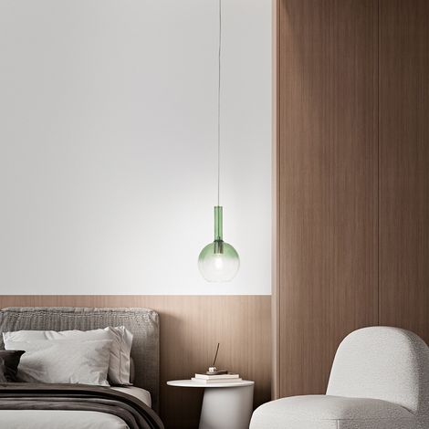 Sospensione Contemporanea Lollipop Vetro Verde 1 Luce E27 Ip20 D20 (1/2)