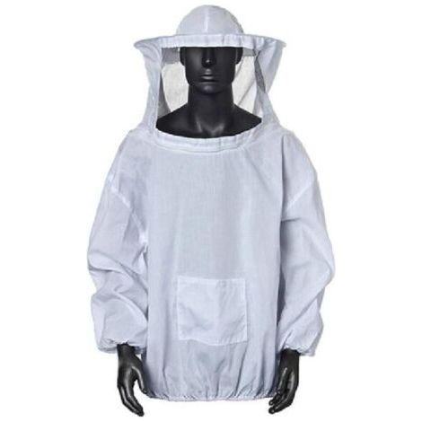 Vêtements de protection pour apiculteurs, combinaison d'apiculture professionnelle avec capuche, chapeau de protection pour abeilles avec fermeture éclair (blanc) (1/5)